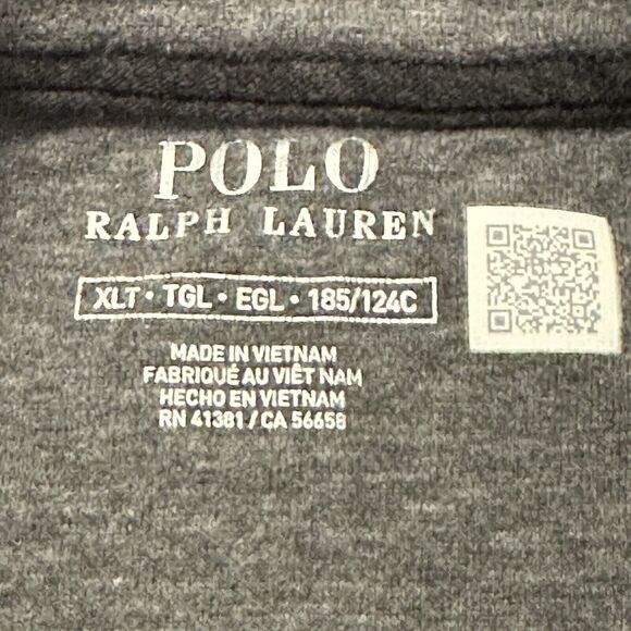 POLO RALPH LAUREN Men XLT Cotton Quarter-Zip Pullover Sweatshirt Gray - Picture 7 of 7